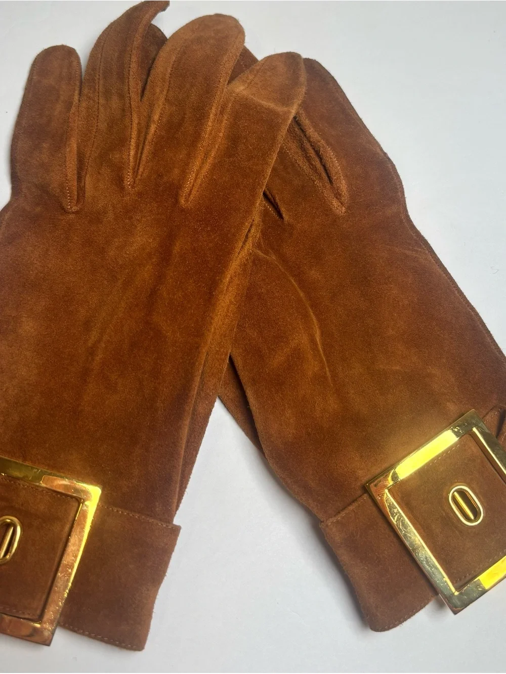 Rare Vintage Denise Francelle Paris Boutique Veal Leather Gloves Sz 7 GoldTone